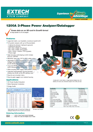 382000 datasheet - 1200A 3-Phase Power Analyzer/Datalogger