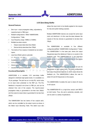 ASM5P2308AG-1H-16-SR datasheet - 3.3V Zero-Delay Buffer