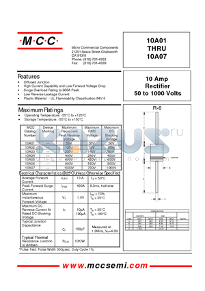 10A04 datasheet - 10 Amp Rectifier 50 to 1000 Volts