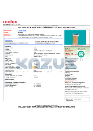 0150200429 datasheet - 0.50mm Pitch Premo-Flex FFC Jumper, Same Side Contacts (Type A), 40 Circuits