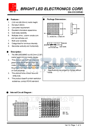 BM-20EG88MD datasheet - hi-eff red chips and green chips, the hi-eff red chips are made from GaAsP on GaP substrate, the green chips are made from GaP on GaP substrate.