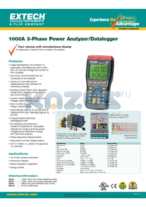 382099 datasheet - 1000A 3-Phase Power Analyzer/Datalogger