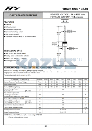 10A05 datasheet - PLASTIC SILICON RECTIFIERS