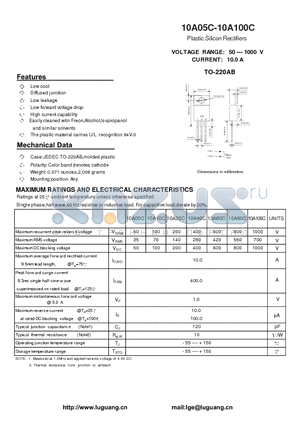 10A05C datasheet - Plastic Silicon Rectifiers