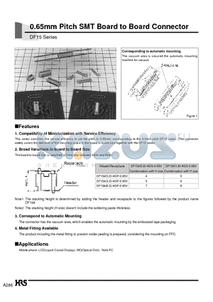 DF15850DP-0.65V50 datasheet - 0.65mm Pitch SMT Board to Board Connector