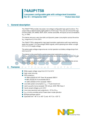 74AUP1T58GM datasheet - Low-power configurable gate with voltage-level translator