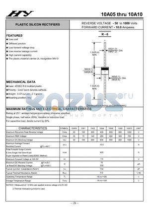 10A10 datasheet - PLASTIC SILICON RECTIFIERS