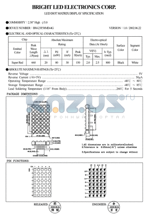 BM-23F58MD-4G datasheet - LED DOT MATRIX DISPLAY SPECIFICATION