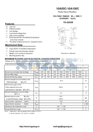10A100C datasheet - Plastic Silicon Rectifiers
