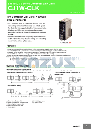 CJ1W-CLK21-V1 datasheet - SYSMAC CJ-series Controller Link Units