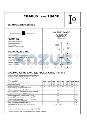 10A2 datasheet - 10.0 AMP SILICON RECTIFIERS