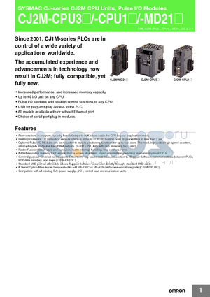 CJ2M-MD211 datasheet - SYSMAC CJ-series CJ2M CPU Units, Pulse I/O Modules