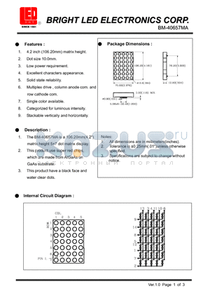 BM-40657MA datasheet - 4.2 inch (106.20mm) matrix height Low power requirement.