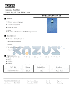 383-2SUBC/C470/S400-A4 datasheet - 5.0mm Round Type LED Lamps