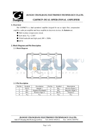 CJ4558CP datasheet - DUAL OPERATONAL AMPLIFIER