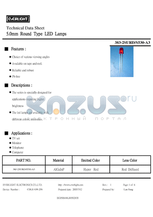 383-2SURD/S530-A3 datasheet - 5.0mm Round Type LED Lamps