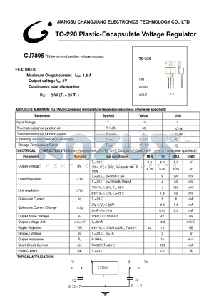 CJ7805-TO-220 datasheet - Three-terminal positive voltage regulator