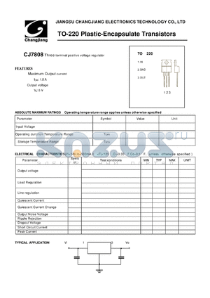 CJ7808 datasheet - Three-terminal positive voltage regulator