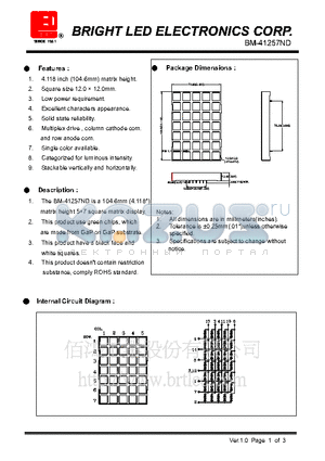 BM-41257ND datasheet - 104.6mm (4.118) matrix height 57 square matrix display