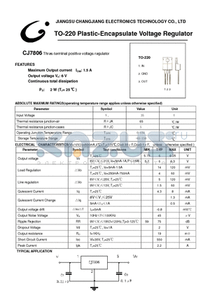 CJ7806 datasheet - Three-terminal positive voltage regulator