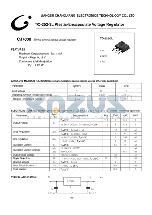 CJ7808 datasheet - Three-terminal positive voltage regulator