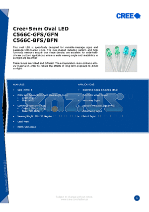 C566C-BFN datasheet - 5mm Oval LED