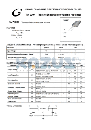 CJ7808F-TO-220F datasheet - Three-terminal positive voltage regulator