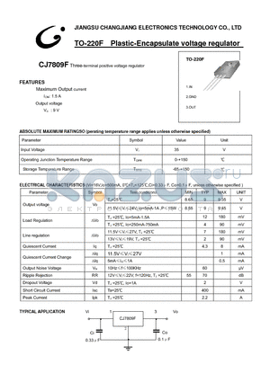 CJ7809F datasheet - Three-terminal positive voltage regulator