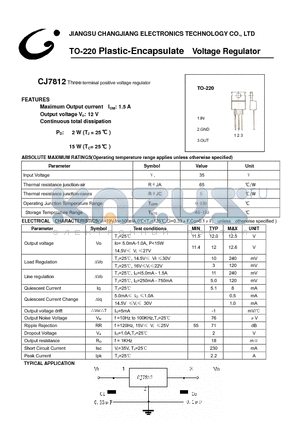 CJ7812 datasheet - Three-terminal positive voltage regulator