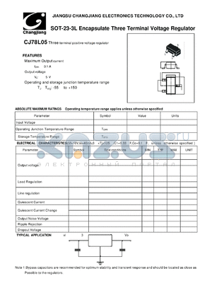 CJ78L05-SOT-23-3L datasheet - Three-terminal positive voltage regulator