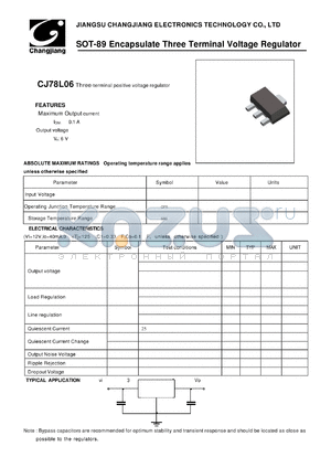 CJ78L06-SOT-89 datasheet - Three-terminal positive voltage regulator