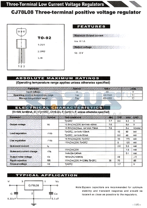 CJ78L08 datasheet - THREE TERMINAL POSITIVE VOLTAGE REGULATOR