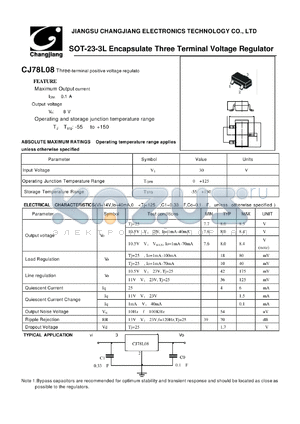 CJ78L08 datasheet - Three-terminal positive voltage regulato