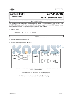 AK4397 datasheet - 192kHz sampling 32Bit DS DAC