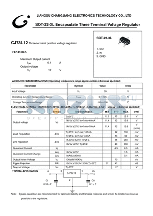 CJ78L12-SOT-23-3L datasheet - Three-terminal positive voltage regulator