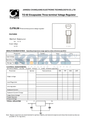 CJ78L08-TO-92 datasheet - Three-terminal positive voltage regulator