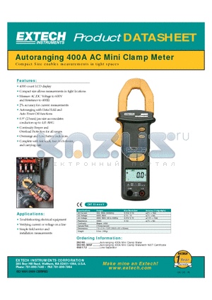 38390-NIST datasheet - Autoranging 400A AC Mini Clamp Meter