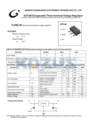 CJ78L18-SOT-89 datasheet - Three-terminal positive voltage regulator