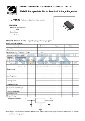 CJ78L09-SOT-89 datasheet - Three-terminal positive voltage regulator