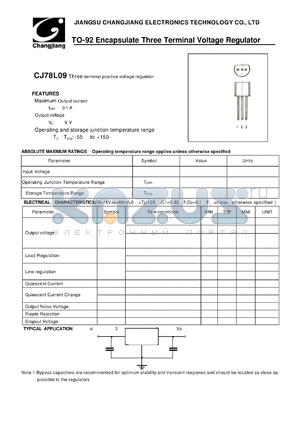 CJ78L09-TO-92 datasheet - Three-terminal positive voltage regulator