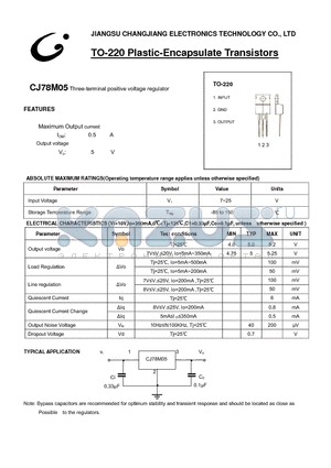 CJ78M05-TO-220 datasheet - Three-terminal positive voltage regulator