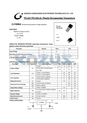 CJ78M08-TO-251 datasheet - Three-terminal positive voltage regulator