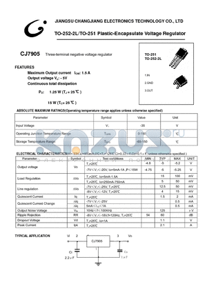 CJ7905 datasheet - Three-terminal negative voltage regulator