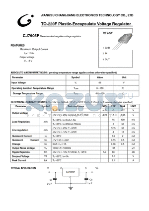 CJ7905F datasheet - Three-terminal negative voltage regulator