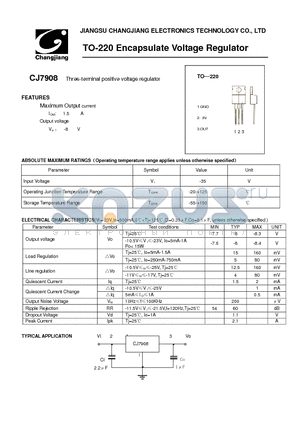 CJ7908-TO-220 datasheet - Three-terminal positive voltage regulator