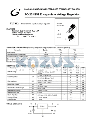 CJ7912-TO-252-2L datasheet - Three-terminal negative voltage regulator