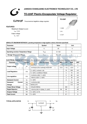 CJ7912F datasheet - Three-terminal negative voltage regulator