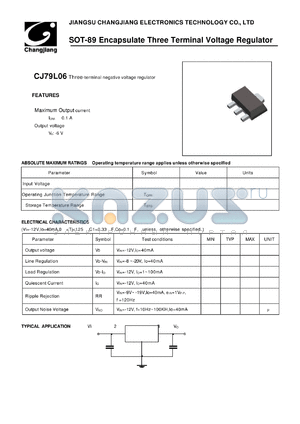 CJ79L06 datasheet - Three-terminal negative voltage regulator