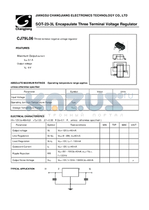 CJ79L06-SOT-23-3L datasheet - Three-terminal negative voltage regulator