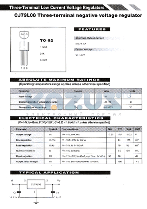 CJ79L08 datasheet - THREE TERMINAL NEGATIVE VOLTAGE REGULATROR